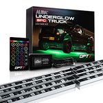 OPT7 Aura Aluminum Underglow LED Lighting Kit for Truck with Remote Control, Exterior Neon Accent Underbody Strip, Multicolor Mode, Waterproof, Soundsync, Aluminum Casing, Door Assist, Smart LED, 4pcs