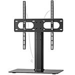 WALI Universal TV Stand, Table Top TV Stand for 32 to 47 inch Flat TV, Height Adjustable TV Mount with Tempered Glass Base and Security Wire, 88lbs Weight Capacity (TVDVD-01), Black