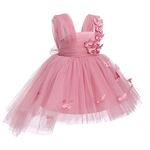 Flower Girls Butterfly High Low Tutu Dress for Kids Baby First Communion Wedding Party Dresses Toddler Little Princess Pageant Bridesmaid Birthday Baptism Prom Tulle Gowns Dusty Pink 18-24 Months