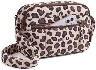 BAGSMART Cross Body Purse, Mini Crossbody Bags for Women Travel Purse, Puffy Shoulder Handbag Wallet with RFID Blocking Slots,Leopard