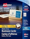 Avery Clean Edge Business Cards for Inkjet Printers, 2" x 3.5", Ivory, Matte Coated, 200 Cards, Rectangle (38876)