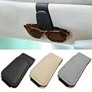 EldHus Sunglass Holder for Car Visor - 2 Pack Magnetic Car Glasses Holder Clip, Leather Eyeglass Holder for Car, Universal Vehicle Sunglasses Hanger Eyeglasses Mount, Black