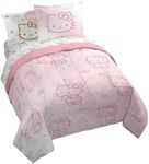 Jay Franco Hello Kitty Queen Comforter Set - 7 Piece Bedding Includes Sheet Set & Pillow Covers - Super Soft Pink Bedding