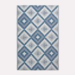 HOMESCAPES Luxury Large Outdoor Rugs for Garden Patio Waterproof 100% Recycled Plastic Mat Carpet 120 x 180cm Reversible Blue Geometric Rug Mia, Indoor/Outside & Portable, Seamless