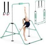 GYMMAGE Gymnastics Bars, Junior Training Kip Bar Gymnastics Equipment for Home Garden, Adjustable Height Gymnastic Folding Horizontal Bar with Gymnastic Rings for Kid Boys Girls