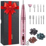 PELCAS Cordless Electric Nail Drill, Professional Portable Manicure Nail Drill Kit 20000RPM Rechargeable 5 Adjustable Speeds LCD Display 11 Attachments for Acrylic Nails, Polishing, Nail Art