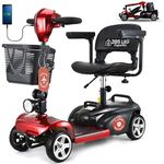 DECOMIL Portable Mobility Scooter for Seniors, Foldable Electric Powered Scooter. 285 LBS Capacity, Medical Travel Scooter for Adults, 4 Wheels, Lightweight(85 lbs) (RED)