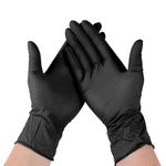 Voblin Powder Free Nitrile Hand Gloves Food Grade, Non Tearable, CE & FDA Approved (Box of 80), Made in Malaysia (Medium) Black