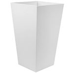 Bloem Tall Finley Tapered Square Planter: 20" - Casper White - Matte Textured Finish, 100% Recycled Plastic Pot, for Indoor and Outdoor Use, Gardening, 5 Gallon Capacity