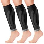 CAMBIVO 3 Pairs Calf Compression Sleeves for Women and Men, Leg Compression Sleeves for Running, Shin Splint, Calf Cramps, Swelling, Footless Compression Socks for Workout, Flight(Dark Gray,LXL)