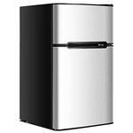 KOTEK Mini Fridge with Freezer, 3.2 Cu.Ft Compact Refrigerator with Reversible 2 Doors, 7 Level Adjustable Thermostat & Removable Shelves, Small Refrigerator for Bedroom/Office/Dorm/Apartment (Grey)