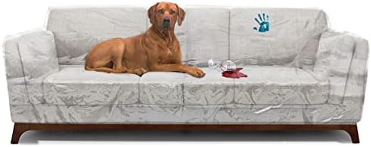 Houseables Vinyl Couch Covers For Dogs, Cat Scratch Deterrent, 96"W x 42"H x 40"D, 1 Pk, Clear, Plastic Sofa Protector, Waterproof Shield, Furniture Protectors, Slipcovers, Dog, Pet, Cats Pee, Moving