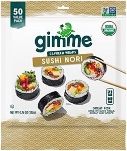 gimMe Sushi Nori 100% Organic Roasted Seaweed 50 Sheets in Resealable Container, 50 Count (Pack of 1)