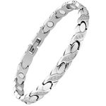 Jeracol Titanium Steel Magnetic Bracelet for Women,Adjustable Length Crystals Design Magnetic Wristband with Strong Magnets for Women,with Sizing Tool & Jewelry Gift Box