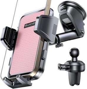 [2024 Newest] Dashboard Phone Holders for Your Car (+Air Vent Clip) [Military Grade Stable] , Car Cell Phone Holder, Rotatable Suction Cup Car Phone Mount for All Phone (Pink)