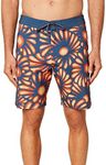 O'NEILL Men's Water Resistant Hyperfreak Stretch Swim Boardshort, 19 Inch Outseam (Slate/Sunburst, 31)