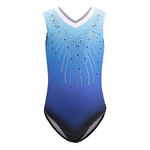 DoGeek Gymnastics Leotards for Girls Gradient Color Sparkle Leotard Dancing Ballet Gym Athletic one-Piece Leotards for Little Girl (B68 Blue)