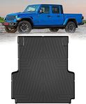 Mixsuper Liner Truck Bed Mat for Jeep Gladiator JT 5ft Bed 2020-2024, All Weather Truck Bed Liner Rugged TPE Durable Odorless Black