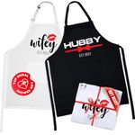 Prazoli Products Mr Mrs Apron Set - Engagement Gifts, Wedding & Bridal Shower Gifts for Couple - Hubby & Wifey Est: 2023