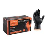 ANBOSON 10 Mil Black Nitrile Disposable Gloves, Mechanic, Safety Work Gloves, Latex & Powder Free, Fully Diamond Textured (Black of 100, Medium)