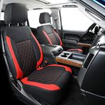 LUCKYMAN CLUB S04-SA2 Silverado Faux Leather Seat Covers, Fit for 2019-2023 Chevy Silverado GMC Sierra 1500 and 2020-2023 2500HD 3500HD Crew Cab(Black&Red)