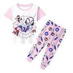 Spider-Gwen Pajamas Girls Tshirt Pants Sets Kids 2pcs Toddler Clothes Sets 3-8Y White