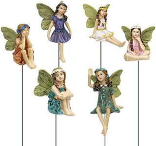 Dorlotou Fairy Garden Figurines 6pcs Miniature Fairies for Outdoor Garden Décor