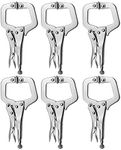 Anxingo 6 Pack Heavy Duty C-Clamp Locking Pliers Set 6" C Clamps with Swivel Pads for Craftsmen Home Workshop