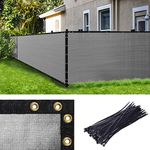 Amgo 8' x 10' Grey Fence Privacy Screen, Commercial Standard Heavy Duty Windscreen with Bindings & Grommets, 90% Blockage, Cable Zip Ties Included (We Make Custom Size)