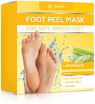 DERMORA Foot Peel Mask - 2 Pack of Regular Size Skin Exfoliating Foot Masks for Dry, Cracked Feet, Callus, Dead Skin Remover - Feet Peeling Mask for baby soft feet, Lemon Scent