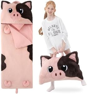 GILFWM 70" 4.2lbs Pig Thickened Kids Nap Mat for Preschool, Daycare,Kindergarten,Soft Washable for Boys and Girls, 2-in-1 Stuffed Animals Sleeping Bag and Pillow, Sleep Sack for Toddlers