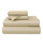 Cosy House Collection 100% Bamboo Viscose Bed Sheet Set - Luxury Rayon Derived from Bamboo - Cooling, Breathable, Silky Soft 4-Piece Deep Pocket Bedding Set (Queen, Tan)