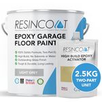 Resincoat - HB Epoxy Concrete Garage Floor Paint - Manufactured In The UK Buy Direct. Oil & Petrol Resistant, Solvent Free. 2.5kg, Light Grey