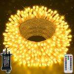 Ollny Christmas Tree Lights, 30m 300 LED Fairy Lights Mains Powered, Outdoor Waterproof String Light with Remote/Plug/Modes/Timer, Bright Warm White Lighting Outside Indoor Garden Xmas Decorations