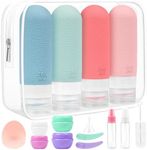 Etopgo 17 Pack Travel Bottles for Toiletries,TSA Approved Leak Proof Silicone Squeezable Containers Travel Accessories for Conditioner, Shampoo, Lotion & Body Wash