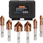 Matework Countersink Drill Bit Set, M35 Cobalt HSS Countersink Drill Bits 6 Pieces 1/4 Inch Quick Change Hex Shank for Metal, Wood, Stainless Steel, Carbon Steel