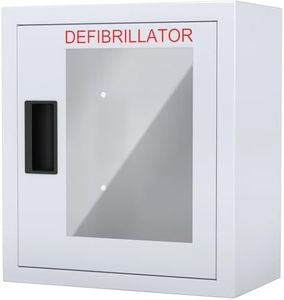 NLShan AED Cabinet Fits All Brands AED Defibrillators，Wall Mounted Storage Cabinet with Metal Steel Plate & Magnet Lock for Emergency at Home, Office and Public Place,14.2 * 7.9 * 15.8 inch