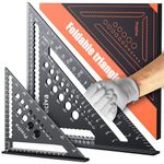 Speed Square Set, Preciva 7inch+12inch Set Square, Triangle Ruler Set with 17 Types of Drill Holes, Multifunctional Aluminum Alloy Carpenter Tool Can Drawing Angle, Positioning of Drilled Hole,etc