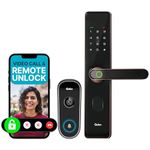 Qubo Smart Door Lock Select (Copper) + Video Doorbell Pro Combo | One App Control | Instant Visitor Video Call | 2-Way Talk | Remote Unlock via Doorbell Call Screen | AI Detection, App Alerts & Alarm