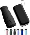 TEKCOOL Travel Mini Folding Compact Umbrella with Case, Manual Open 6 Ribs Lightweight Portable, Small Sun & Rain Pocket Umbrella for Girls and Women- Use in Rain & Summer(Black)