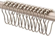 Premium Shower Curtain Rings Hooks 100% Stainless Steel Metal Brushed Satin Nickel with Roller Balls; Set of 12 - and Rustproof from 2LB Depot