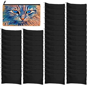 Legigo 50 Pack Blank DIY Craft Bags - Black Canvas Pencil Pouches - Multi-Purpose Travel Toiletry Bags (8.3 5 Inch)