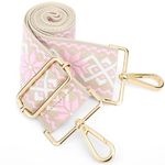 Purse Strap Women's Crossbody Handbags - Purse Straps Replacement Crossbody for Shoulder Bags, Jacquard Weave Strap for Tote, Guitar Strap Purse, Camera Bag Purse, Gift for Her, Pink