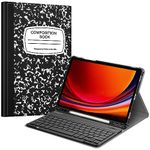 Fintie Keyboard Case for Samsung Galaxy Tab S9 11 Inch 2023 Model (SM-X710/X716B/X718U) with S Pen Holder, Slim Stand Cover Detachable Wireless Bluetooth Keyboard, Composition Book