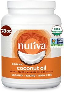 Nutiva Organic Steam-Refined Coconut Oil, 78 Fl Oz, USDA Organic, Non-GMO, Vegan, Keto, Paleo, Neutral Flavor and Aroma for Cooking & Natural Moisturizer for Skin and Hair