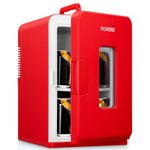 Mini Fridge 15 Liter/21 Cans, Portable AC+DC Power Small Fridge for Bedroom, Car, Office, Thermoelectric Cooler and Warmer Skincare for Food, Drinks, Cosmetics, Max & ECO Mode