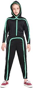 Light Up Stick Figure Costume Kids, Led Cosplay Child Boy Girl FL Green 102