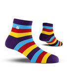 SockSoho Premium ankle length Colorful Stripes Men Cotton Socks | Ashikaga Edition (Material: Combed Cotton | Color : Purple | Size: UK (7-12) | Length : Ankle)