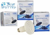 Blue Spotted 60W Ceramic Infrared Heat Emitter Lamp (60 Watts) for Reptiles, Amphibians, Turtles, Rabbits, Birds, Chicken Coops and Small Animals