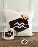 ALDIVO Aquarius Zodiac Sign Printed Combo Gifts | Zodiac Sign Aquarius Printed Cushion Cover, Coffee Mug and Key Ring